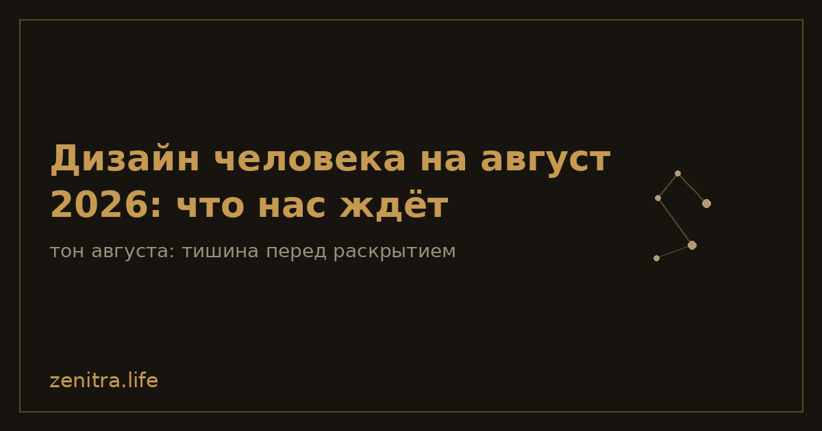 Дизайн человека на август 2026: что нас ждёт