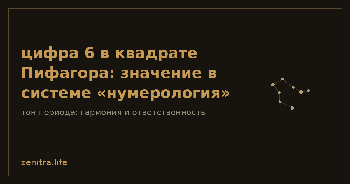 цифра 6 в квадрате Пифагора: значение в системе «нумерология»